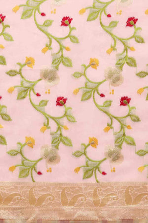 Pink Cotton Woven Design Saree