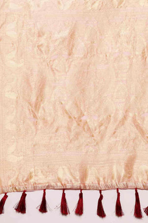 Pink Cotton Woven Design Saree