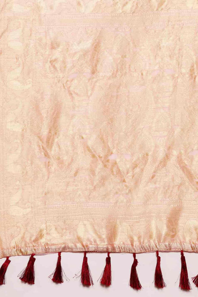 Pink Cotton Woven Design Saree