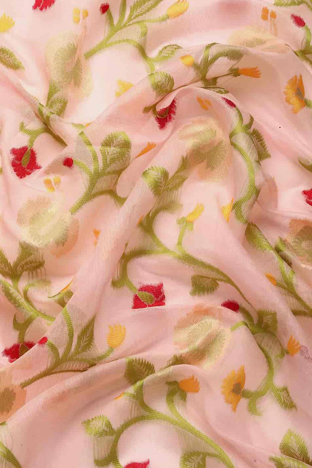 Pink Cotton Woven Design Saree