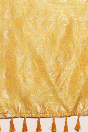 Yellow Cotton Woven Design Saree
