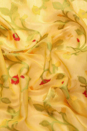 Yellow Cotton Woven Design Saree