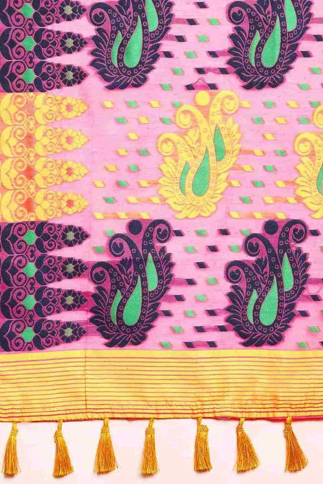 Pink Cotton Woven Design Saree (SZ-JMD18-PN-1770-1)