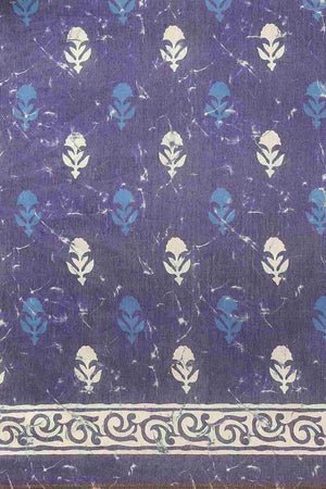 Buy Blue Cotton Block Printed Handloom Saree Saree Online