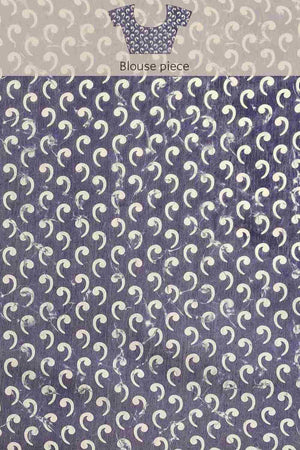 Buy Blue Cotton Block Printed Handloom Saree Saree Online