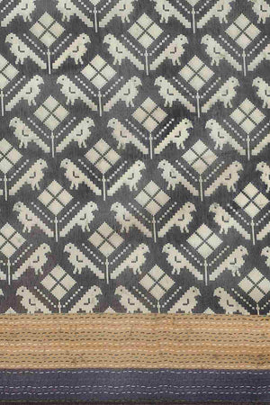 Buy Black Cotton Block Printed Handloom Saree Saree Online