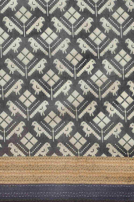 Buy Black Cotton Block Printed Handloom Saree Saree Online