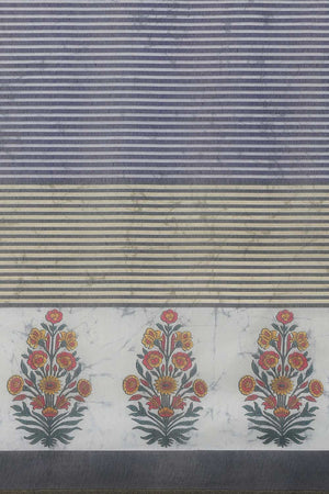 Buy Blue Cotton Block Printed Handloom Saree Saree Online