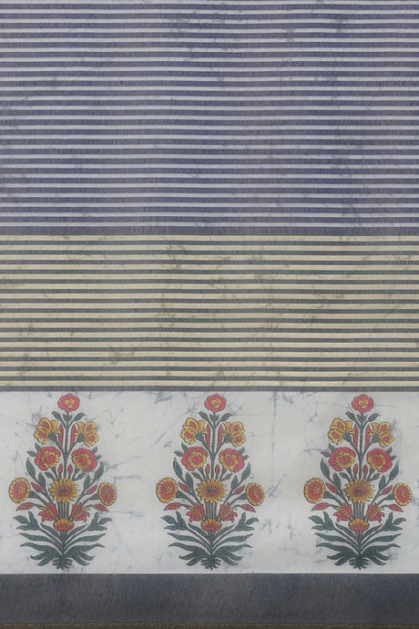 Buy Blue Cotton Block Printed Handloom Saree Saree Online