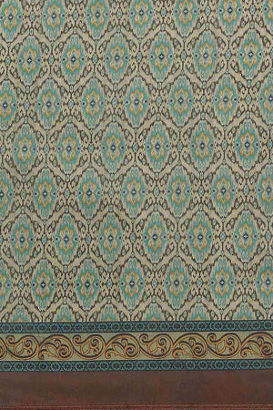 Buy Green Cotton Block Printed Handloom Saree Saree Online