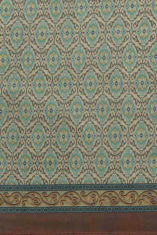 Buy Green Cotton Block Printed Handloom Saree Saree Online