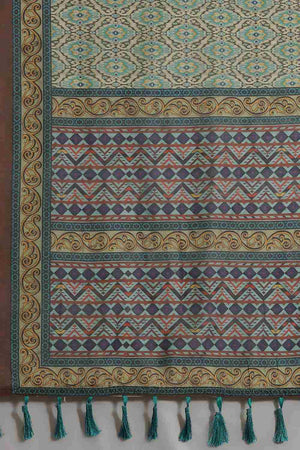 Buy Green Cotton Block Printed Handloom Saree Saree Online