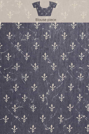 Buy Black Cotton Block Printed Handloom Saree Saree Online