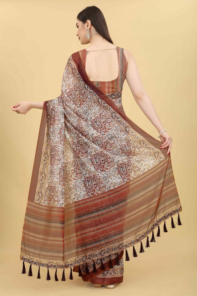 Multicolor Block Print Pure Cotton Saree