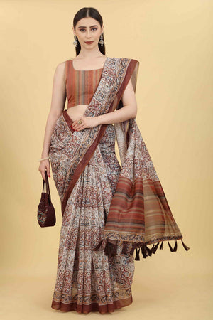 Multicolor Block Print Pure Cotton Saree