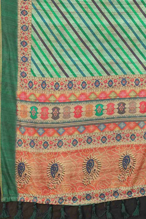 Green Zari Cotton Blend Saree