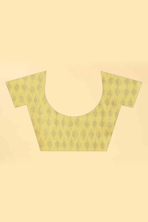 Yellow Zari Cotton Blend Saree