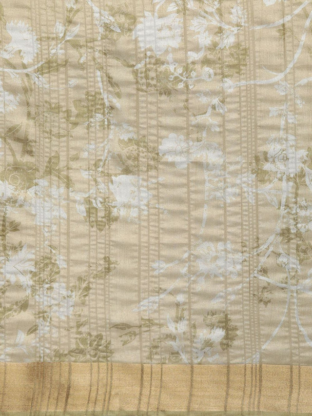 Olive Soft Silk Digital Print Saree