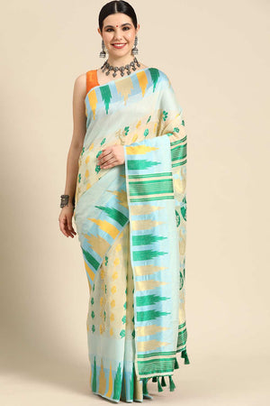 White Cotton Woven Saree