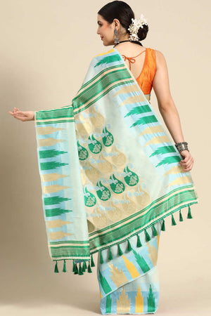 White Cotton Woven Saree
