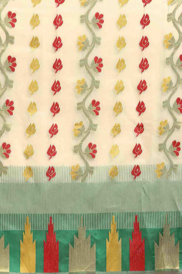 Green Cotton Woven Saree