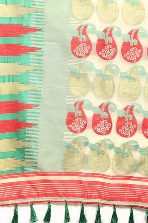 Green Cotton Woven Saree