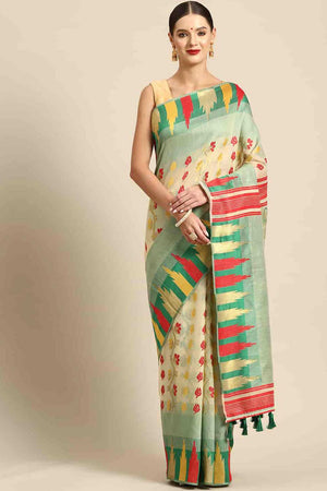 Green Cotton Woven Saree