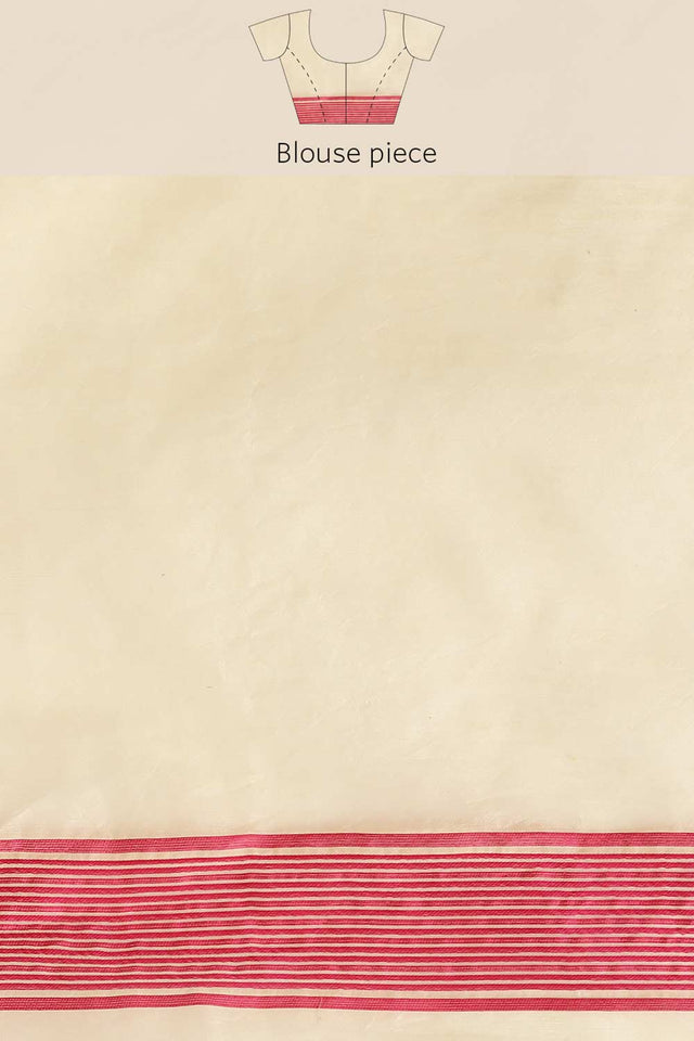 Pink Cotton Woven Saree