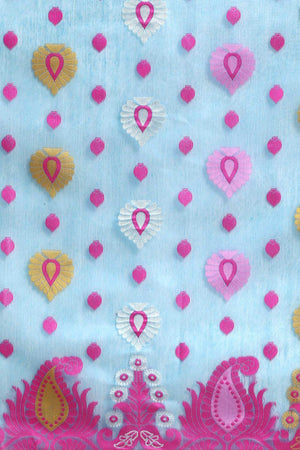 Blue Cotton Woven Saree