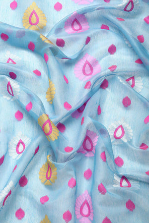 Blue Cotton Woven Saree
