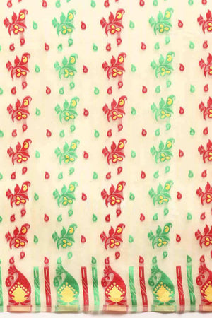 Beige Cotton Woven Saree