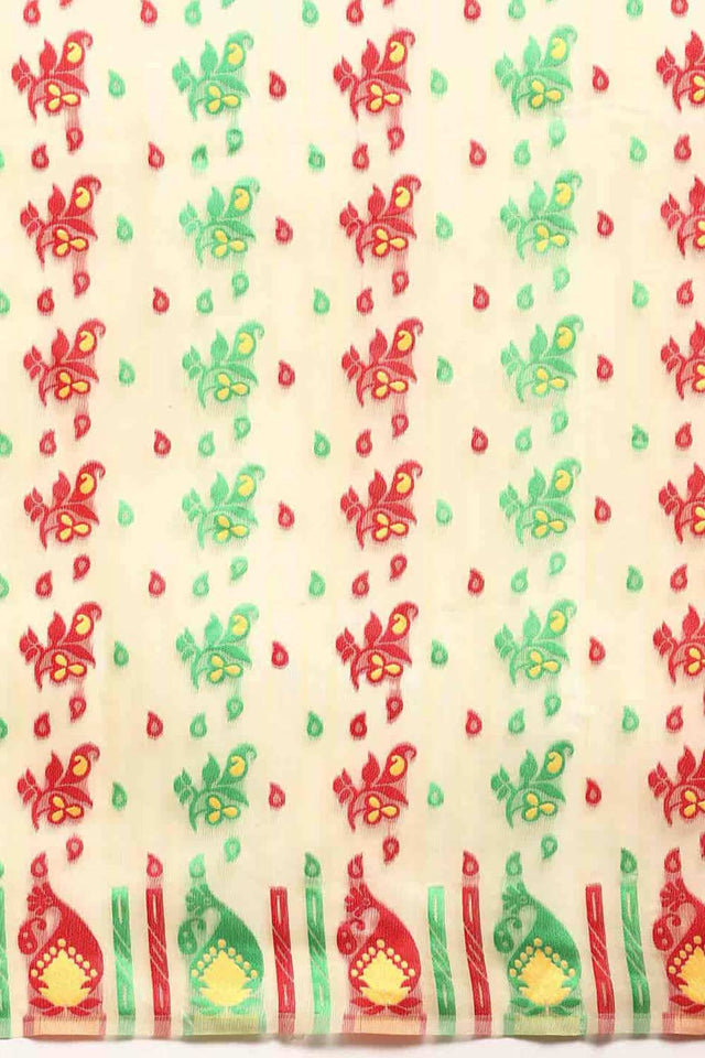 Beige Cotton Woven Saree