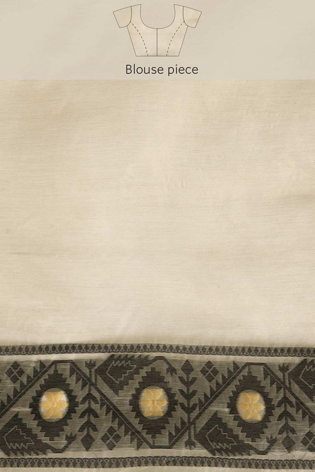 Beige Cotton Woven Saree