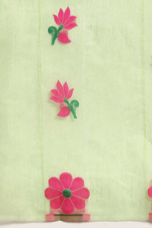 Green Cotton Woven Saree