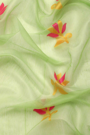 Green Cotton Woven Saree