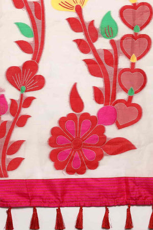 Off White Cotton Woven Design Saree