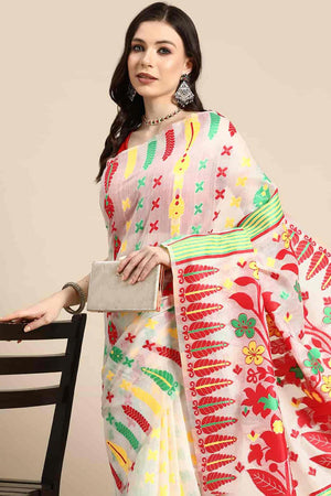 Off White Cotton Woven Design Saree (SZ-TESRA-WT-1773-1)