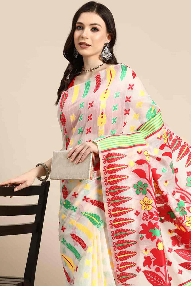 Off White Cotton Woven Design Saree (SZ-TESRA-WT-1773-1)
