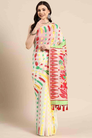 Off White Cotton Woven Design Saree (SZ-TESRA-WT-1773-1)