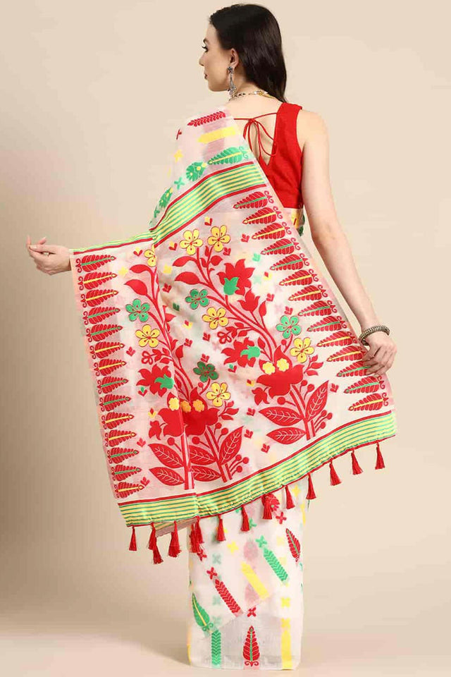 Off White Cotton Woven Design Saree (SZ-TESRA-WT-1773-1)