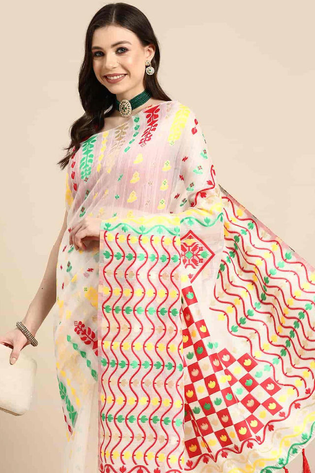 Off White Cotton Woven Design Saree (SZ-TESRA-WT-1775-1)