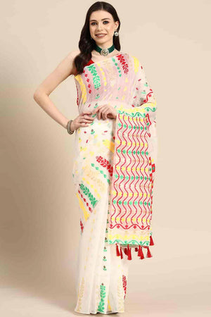 Off White Cotton Woven Design Saree (SZ-TESRA-WT-1775-1)