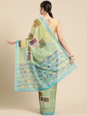 Olive Soft Silk Abstract Saree