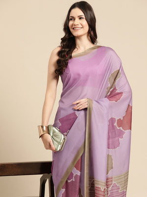 Purple Soft Silk Abstract Saree