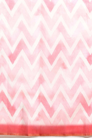 Pink Printed Organza Saree