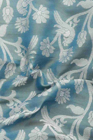 Teal Woven Brocade Saree