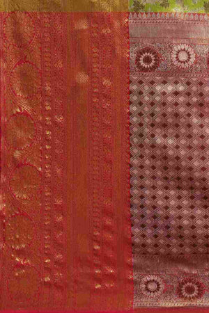 Buy Parrot Green Art Silk brocade Saree Online