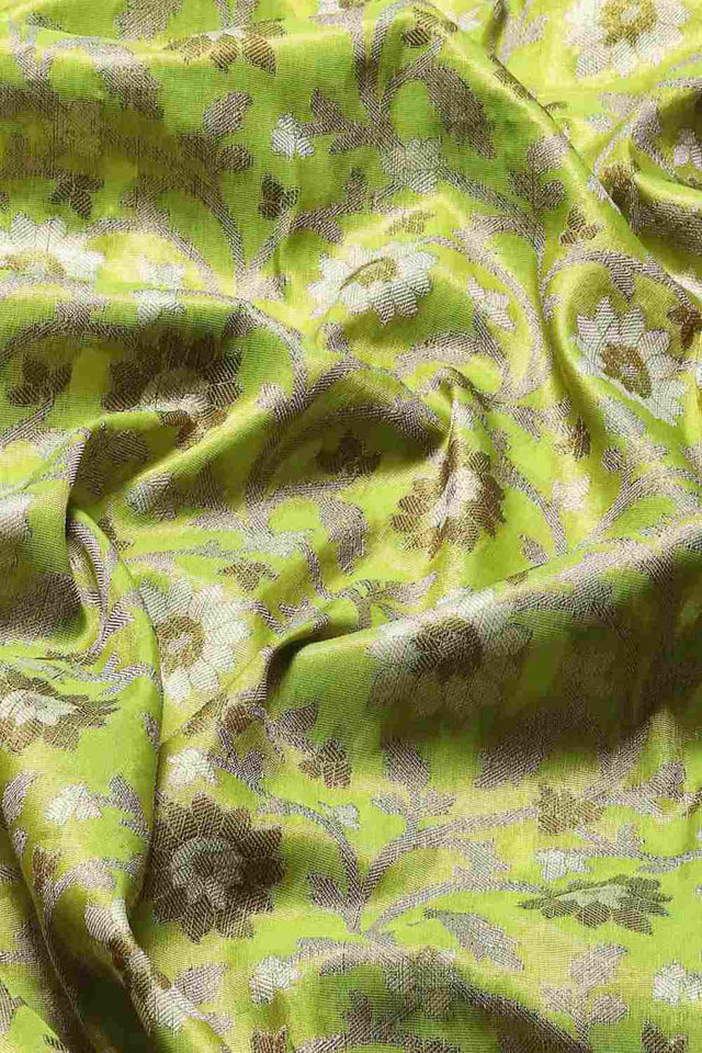 Buy Parrot Green Art Silk brocade Saree Online