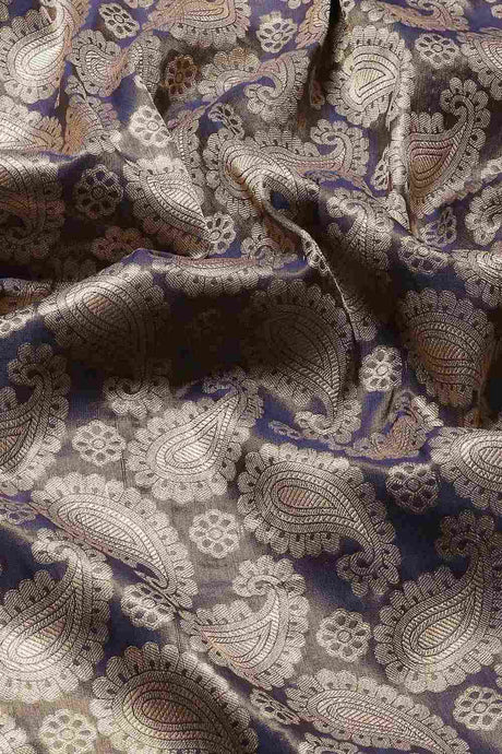 Buy Navy Blue Art Silk brocade Saree Online