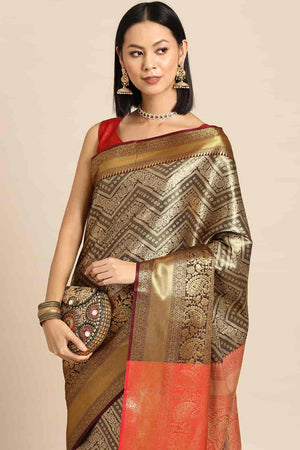 Black Brocade Woven Design Saree